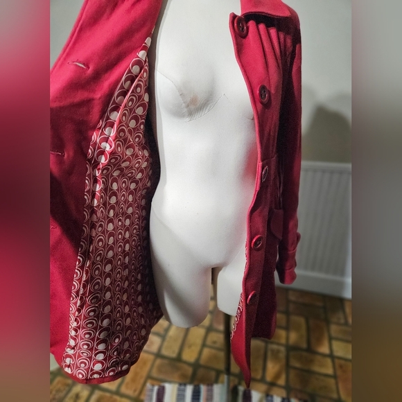 Anthropologie Red TULLE Wool Blend Button Up Coat, Lined, Sz XL - Picture 3 of 7